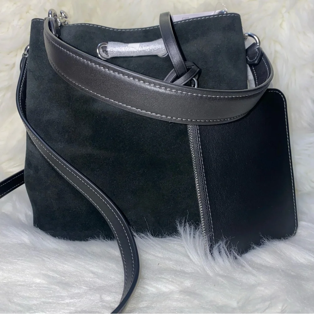 Coach Rowan Bucket Bag With Cherry Charm New Suede purse